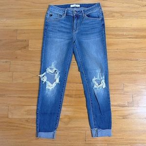 Kancan Medium Wash Distressed Mom Jeans
